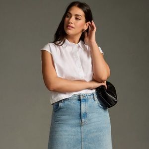 Anthropologie MAEVE CAP-SLEEVE BUTTONDOWN BLOUSE